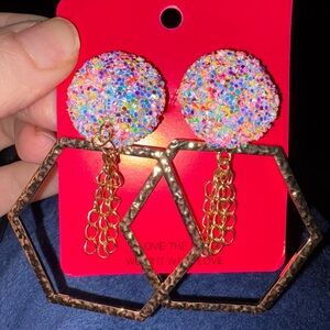 Colorful Beaded Hexagon Earrings